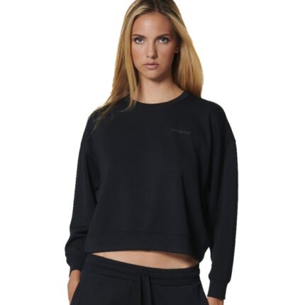 Body Action Modal Crop Sweatshirt Black Γυναικείο Φούτερ Mαύρο