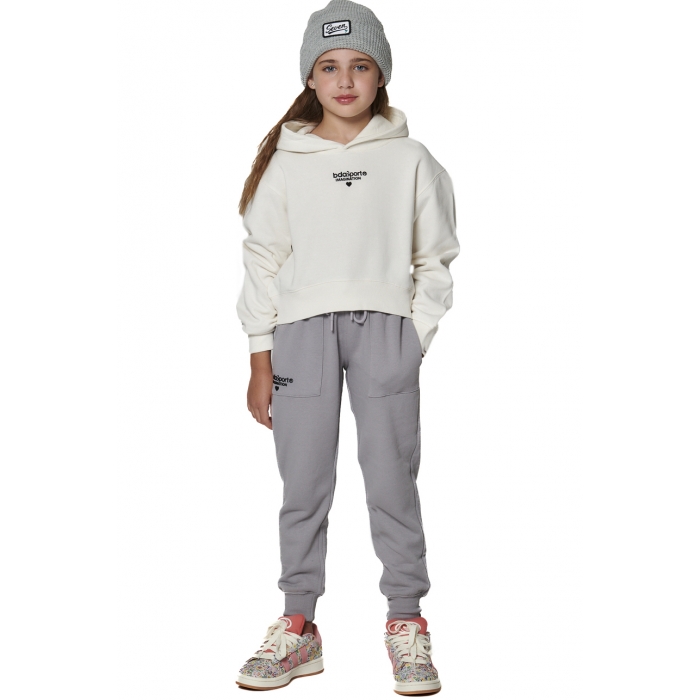 Body Action Girl's Oversized Hoodie Star White Παιδικό Φούτερ με Κουκούλα Λευκό