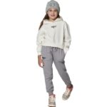 Body Action Girl's Oversized Hoodie Star White Παιδικό Φούτερ με Κουκούλα Λευκό