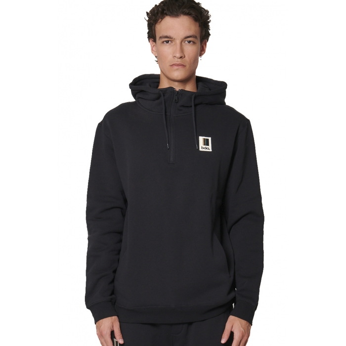 Body Action Half-Zip Hooded Sweatshirt Moonbeam Grey Ανδρική Φούτερ Μπλούζα με Κουκούλα Μαύρη