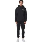Body Action Half-Zip Hooded Sweatshirt Moonbeam Grey Ανδρική Φούτερ Μπλούζα με Κουκούλα Μαύρη