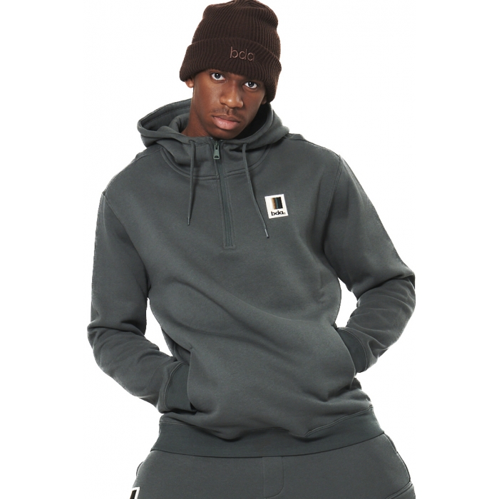 Body Action Half-Zip Hooded Sweatshirt Balsam Green Ανδρική Φούτερ Μπλούζα με Κουκούλα Λαδί