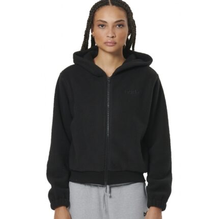 Body Action Full-Zip Sherpa Fleece Hoodie Black Γυναικεία Ζακέτα Προβατάκι Μαύρη