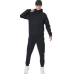 Body Action Αντρική Ζακέτα Tech Fleece με Κουκούλα Μαύρο