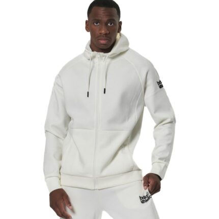 Body Action Αντρική Ζακέτα Tech Fleece με Κουκούλα Λευκό