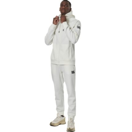 Body Action Αντρική Ζακέτα Tech Fleece με Κουκούλα Λευκό