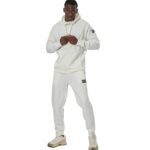 Body Action Αντρική Ζακέτα Tech Fleece με Κουκούλα Λευκό