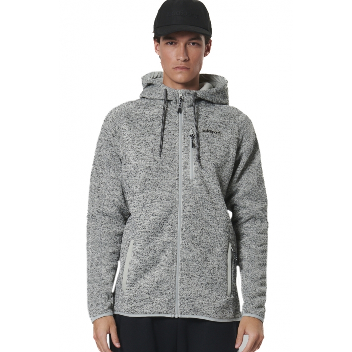 Body Action Sweater-Knit Fleece Hooded Jacket Chalk Grey Heather Ανδρική Ζακέτα Γκρι Μελανζέ
