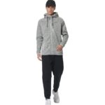 Body Action Sweater-Knit Fleece Hooded Jacket Chalk Grey Heather Ανδρική Ζακέτα Γκρι Μελανζέ