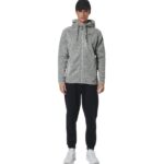 Body Action Sweater-Knit Fleece Hooded Jacket Chalk Grey Heather Ανδρική Ζακέτα Γκρι Μελανζέ