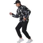 Body Action Printed Sherpa-Fleece Jacket Camo Black Grey Ανδρική Ζακέτα Προβατάκι Μαύρη / Γκρι