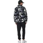 Body Action Printed Sherpa-Fleece Jacket Camo Black Grey Ανδρική Ζακέτα Προβατάκι Μαύρη / Γκρι