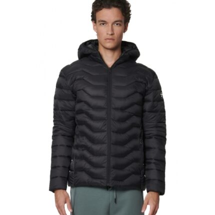Body Action Lightweight Quilted Jacket with Hood Black Ανδρικό Μπουφάν Με Κουκούλα Μαύρο