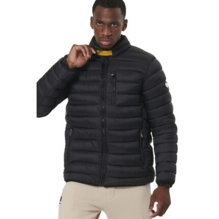 Body Action Quilted Jacket with Collar Black Ανδρικό Μπουφάν Μαύρο