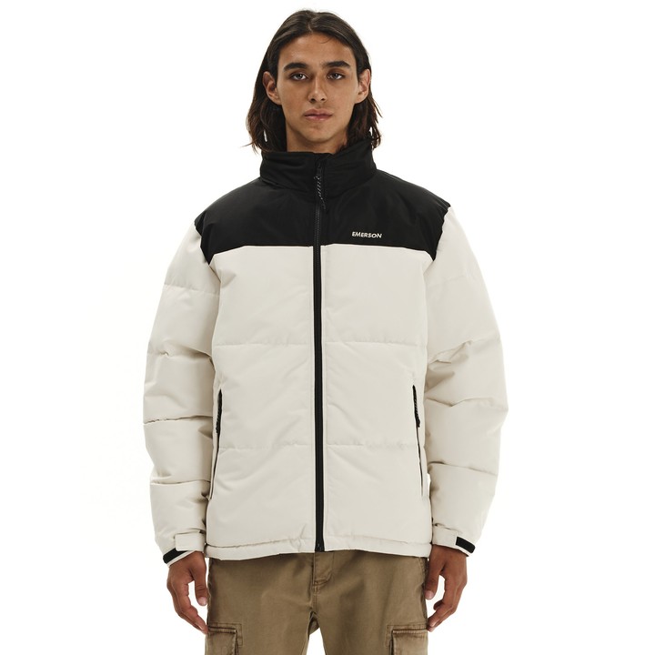 Emerson Puffer Jacket w/ Roll-in Hood Ανδρικό Μπουφάν Με Κρυφή Κουκούλα Εκρού / Μαύρο