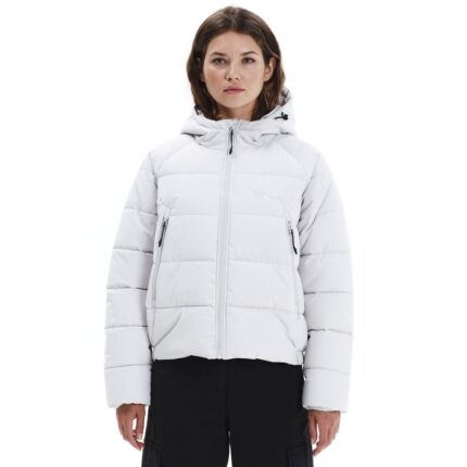Emerson Hooded Puffer Jacket Γυναικείο Μπουφάν Με Κουκούλα Γκρι Ανοιχτό