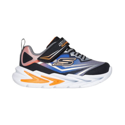 Skechers S Lights: Flex-Glow Ultra Βρεφικά Sneakers με Φωτάκια Μαύρα/Ασημί/Πορτοκαλί