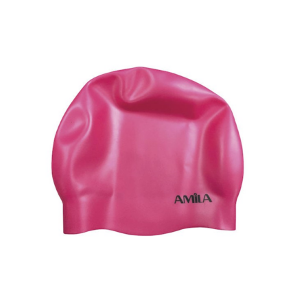 Amila Swim Cap No Wrinkle Medium Hair Σκουφάκι Κολύμβησης Σιλικόνης Για Μακριά Μαλλιά Φουξ