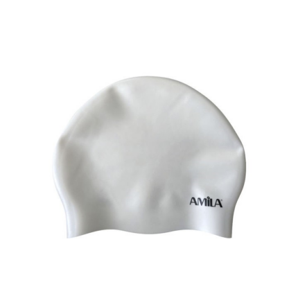 Amila Swim Cap More Elasticity Long Hair Σκουφάκι Κολύμβησης Σιλικόνης Για Πολύ Μακριά Μαλλιά Λευκό