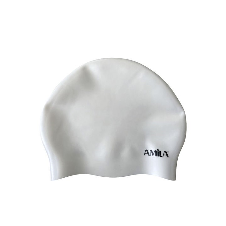 Amila Swim Cap More Elasticity Long Hair Σκουφάκι Κολύμβησης Σιλικόνης Για Πολύ Μακριά Μαλλιά Λευκό