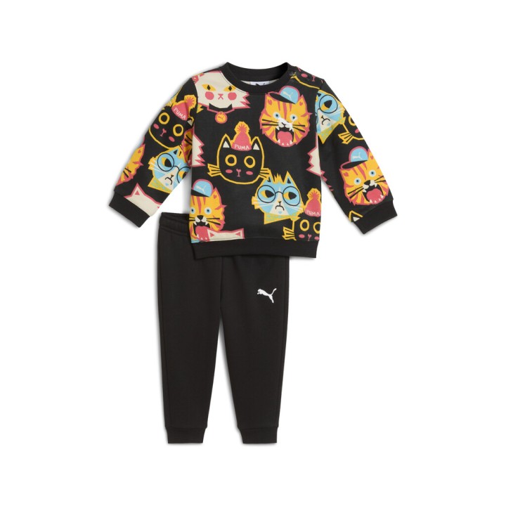 Puma Minicats Moody Cat AOP Crew Set Inf Βρεφικό Σετ Μαύρο / Πορτοκαλί