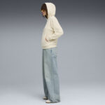 Puma Ess Elevated Comfort Velour Rib Hoodie Γυναικεία Φούτερ Μπλούζα Βελούδο Εκρού