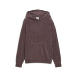 Puma Ess Elevated Comfort Velour Rib Hoodie Γυναικεία Φούτερ Μπλούζα Βελούδο Σάπιο Μήλο
