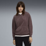 Puma Ess Elevated Comfort Velour Rib Hoodie Γυναικεία Φούτερ Μπλούζα Βελούδο Σάπιο Μήλο