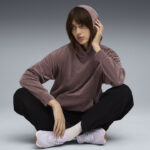 Puma Ess Elevated Comfort Velour Rib Hoodie Γυναικεία Φούτερ Μπλούζα Βελούδο Σάπιο Μήλο