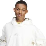 adidas ALL SZN Fleece Hoodie Ανδρική Φούτερ Μπλούζα με Κουκούλα Λευκή