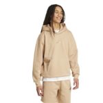 adidas ALL SZN Fleece Hoodie Ανδρική Φούτερ Μπλούζα με Κουκούλα Μπεζ