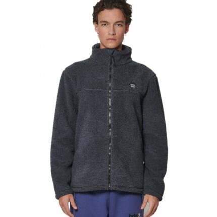 Body Action Bonded Sherpa Fleece Zip-Through Sky Grey Ανδρική Ζακέτα Γκρι