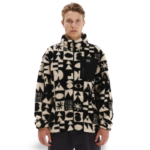 Emerson Full Zip Sherpa Fleece Ανδρική Ζακέτα Προβατάκι Μαύρη / Εκρού