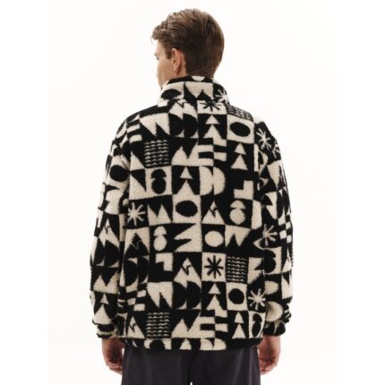 Emerson Full Zip Sherpa Fleece Ανδρική Ζακέτα Προβατάκι Μαύρη / Εκρού