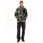 Emerson Full Zip Sherpa Fleece Ανδρική Ζακέτα Προβατάκι Μαύρη / Εκρού