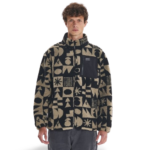 Emerson Full Zip Sherpa Fleece Ανδρική Ζακέτα Προβατάκι Μαύρη / Μπεζ