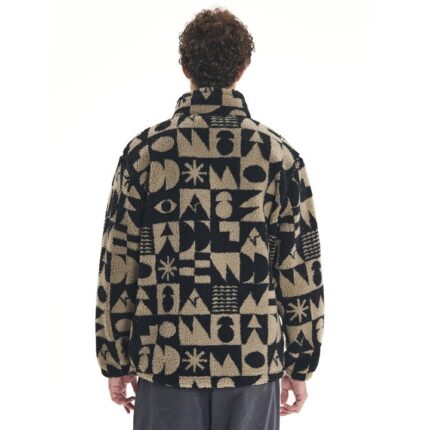Emerson Full Zip Sherpa Fleece Ανδρική Ζακέτα Προβατάκι Μαύρη / Μπεζ