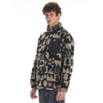 Emerson Full Zip Sherpa Fleece Ανδρική Ζακέτα Προβατάκι Μαύρη / Μπεζ