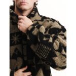 Emerson Full Zip Sherpa Fleece Ανδρική Ζακέτα Προβατάκι Μαύρη / Μπεζ