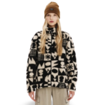 Emerson Full Zip Sherpa Fleece Γυναικεία Ζακέτα Προβατάκι Μαύρη / Εκρού