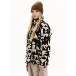 Emerson Full Zip Sherpa Fleece Γυναικεία Ζακέτα Προβατάκι Μαύρη / Εκρού