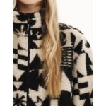 Emerson Full Zip Sherpa Fleece Γυναικεία Ζακέτα Προβατάκι Μαύρη / Εκρού