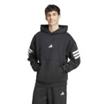 adidas Future Icons 3-Stripes Hoodie Ανδρική Φούτερ Μπλούζα με Κουκούλα Μαύρη