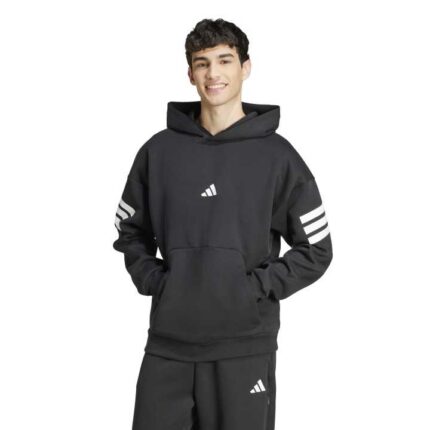 adidas Future Icons 3-Stripes Hoodie Ανδρική Φούτερ Μπλούζα με Κουκούλα Μαύρη