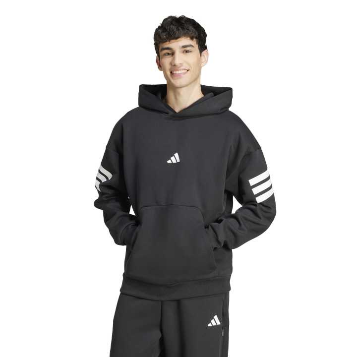 adidas Future Icons 3-Stripes Hoodie Ανδρική Φούτερ Μπλούζα με Κουκούλα Μαύρη