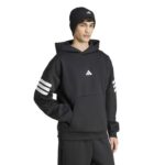 adidas Future Icons 3-Stripes Hoodie Ανδρική Φούτερ Μπλούζα με Κουκούλα Μαύρη