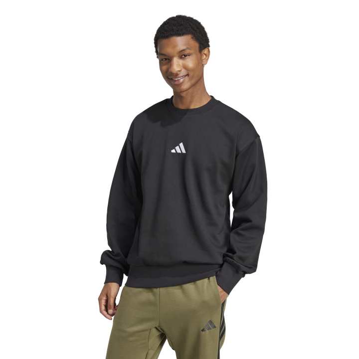 adidas Essentials Feelcozy Fleece Sweatshirt Ανδρική Φούτερ Μπλούζα Μαύρη