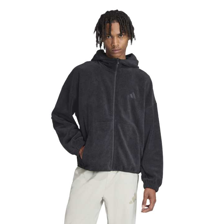 adidas Future Icons Small Logo Low Pile Fleece Full-Zip Hoodie Ανδρική Ζακέτα Φλις Μαύρη