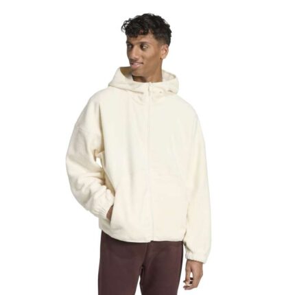 adidas Future Icons Small Logo Low Pile Fleece Full-Zip Hoodie Ανδρική Ζακέτα Φλις Λευκή