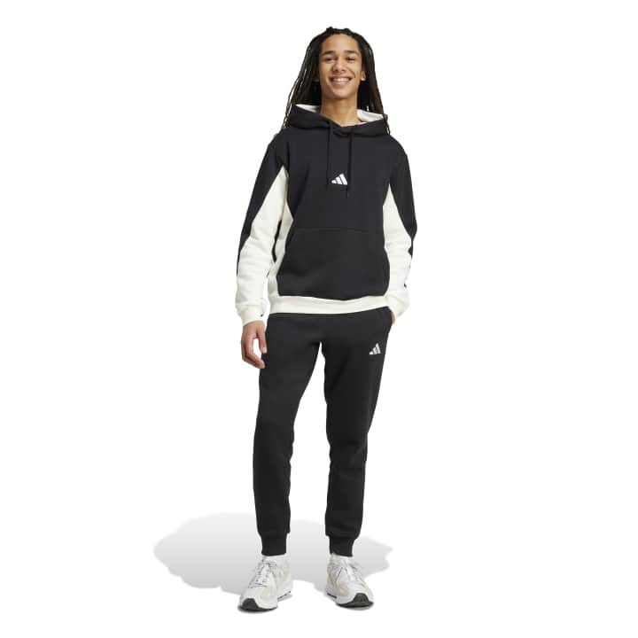 adidas Sportswear Fleece Colorblock Hooded Tracksuit Ανδρικό Σετ Μαύρο / Λευκό
